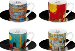 Ars mundi Geschirr & Gläser|Keramik & Gläser<4 Espressotassen mit Künstlermotiven im Set nach Klee