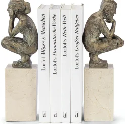 Ars mundi Dekoration & Vasen|Alle Skulpturen<Angeles Anglada: ​ Skulpturenpaar / Buchstützen »Boy and Girl«, Kunstguss Steinoptik​