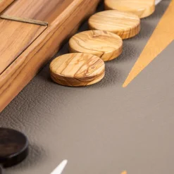 Kinder MANOPOULOS Spiele Für Erwachsene|Spiele Für Kinder<Backgammon, Graubeiges Straußenleder-Optik