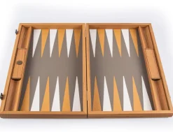 Kinder MANOPOULOS Spiele Für Erwachsene|Spiele Für Kinder<Backgammon, Graubeiges Straußenleder-Optik