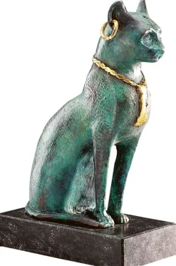Ars mundi Kunstbronze & Stahl<Bastet-Katze mit Collier