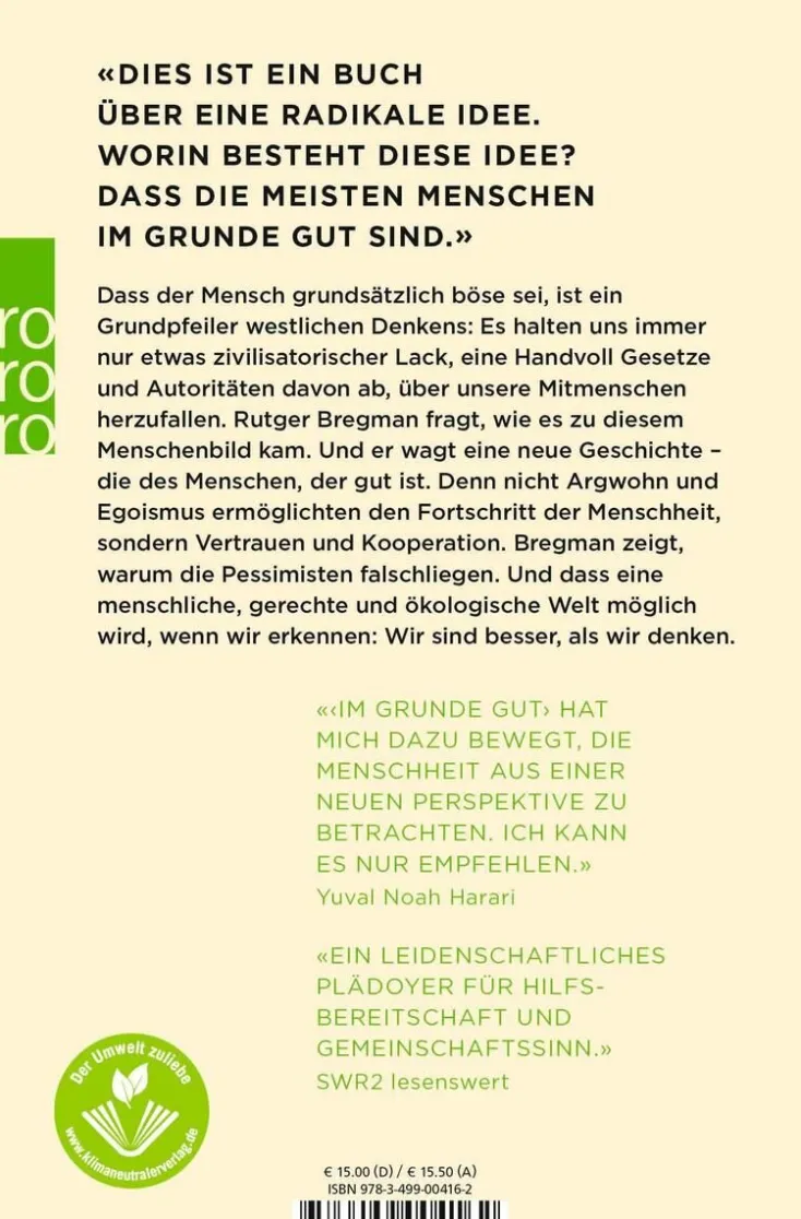 ZEIT Buchhandlung Sachbücher<Bregman, R: Im Grunde gut