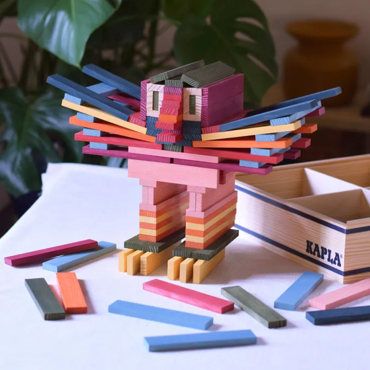 Kinder KAPLA Holzspielzeug|Konstruieren & Experimentieren<Bunte Holzbausteine 100er Kasten
