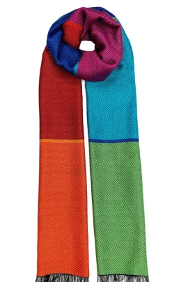 Ulrike Isensee Seide<Bunter Seidenschal Fischgrat