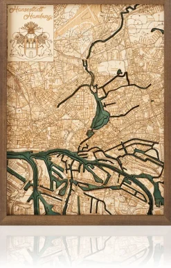 CUTTING BROTHERS Wandbilder & Wanddekoration<3-D Holzkarte »Hamburg«