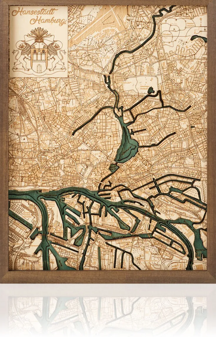 CUTTING BROTHERS Wandbilder & Wanddekoration<3-D Holzkarte »Hamburg«