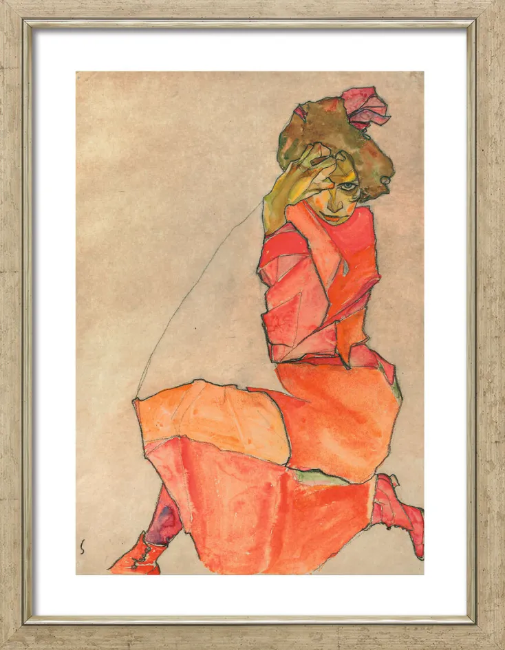 Ars mundi Alle Werke<Egon Schiele: Bild »Kniende in orange-rotem Kleid«, 1910