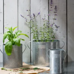 Garden Trading Gartenhelfer|Dekoration & Vasen<3er-Set Pflanztöpfe aus verzinktem Stahl