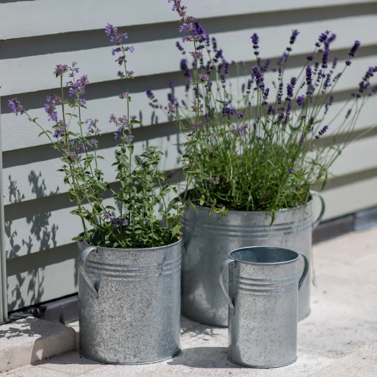 Garden Trading Gartenhelfer|Dekoration & Vasen<3er-Set Pflanztöpfe aus verzinktem Stahl