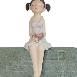 WELTKUNST Gartendekoration<Gartenskulptur »Kantenhocker-Blumenmädchen«