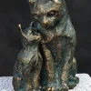 Ars mundi Gartendekoration|Bronze<Gartenskulptur »Katze mit Jungem«