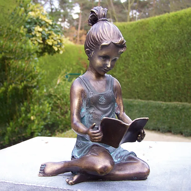 WELTKUNST Alle Skulpturen|Garten<Gartenskulptur »Lesendes Mädchen«, Bronze