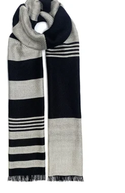 Ulrike Isensee DS Seide<Gewebter Seidenschal Schwarz und Weiß