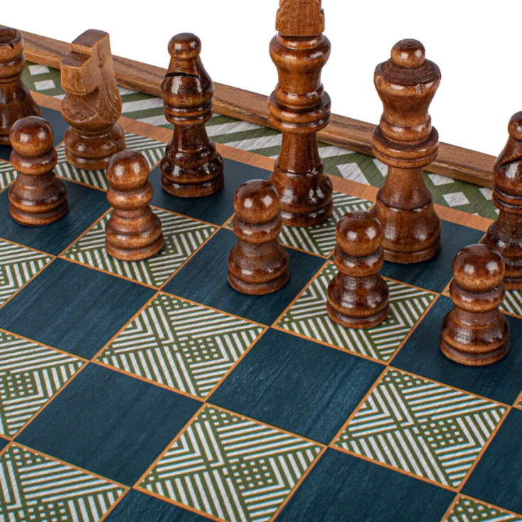 Kinder MANOPOULOS Spiele Für Erwachsene|Spiele Für Kinder<4-in-1 Retro Kombi-Spiel-Set aus Walnuss-Holz