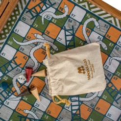 Kinder MANOPOULOS Spiele Für Erwachsene|Spiele Für Kinder<4-in-1 Retro Kombi-Spiel-Set aus Walnuss-Holz