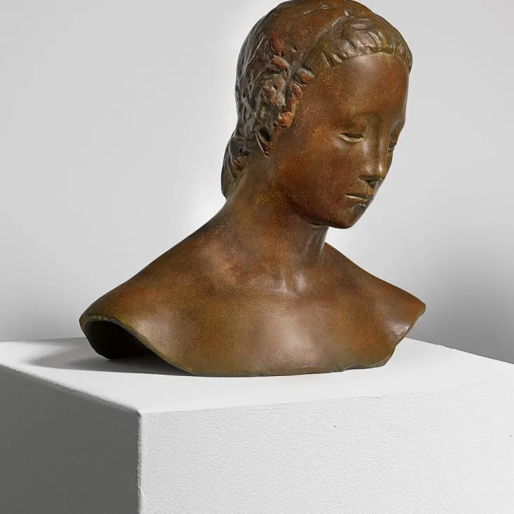 Ars mundi Alle Skulpturen|Bronze<Lehmbruck, Wilhelm: Büste »Gesenkter Frauenkopf«, 1910