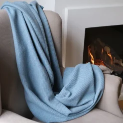 COASTLAND Decken & Kissen<Merinodecke BaseGreyGrid, Waffel-Piqué