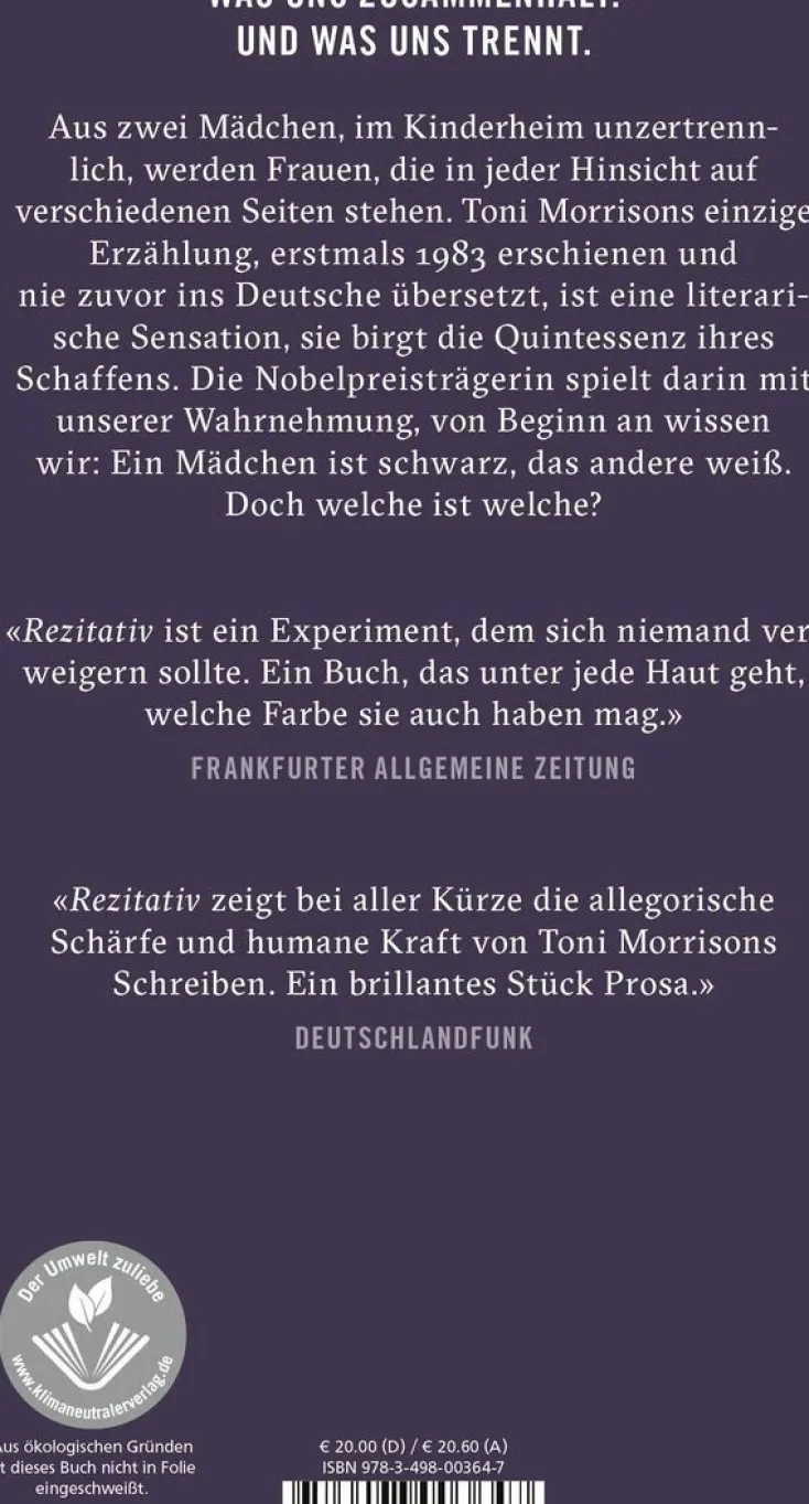 ZEIT Buchhandlung Romane<Morrison, Toni: Rezitativ