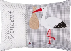 Kinder Glückspilz Textilien<Namenskissen »Storch«