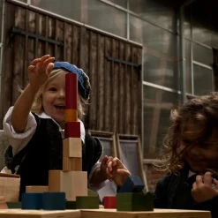 Kinder Wooden Story  Holzspielzeug|Konstruieren & Experimentieren<Regenbogen Holzbausteine - 63 Stück