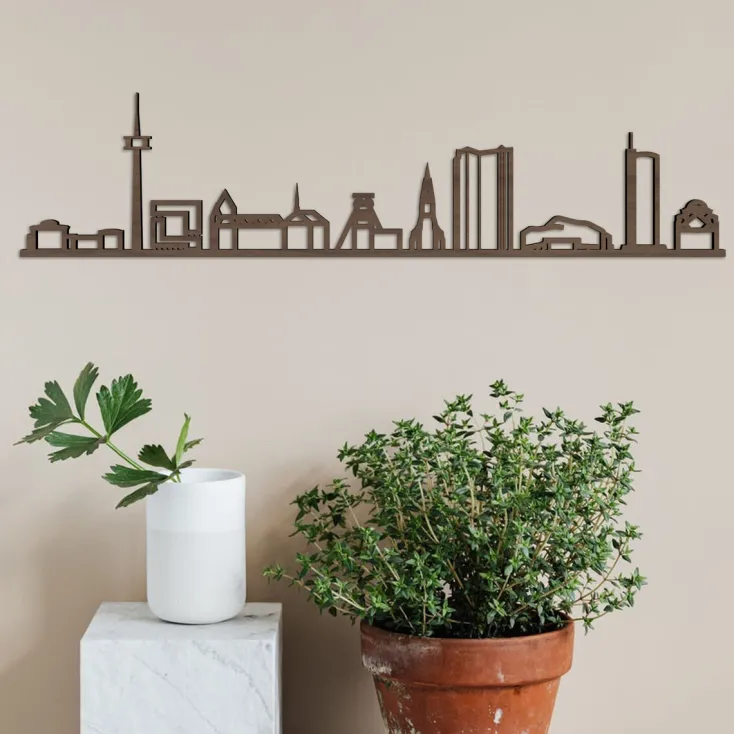City Shapes Wandbilder & Wanddekoration<Skyline »Essen« aus Holz