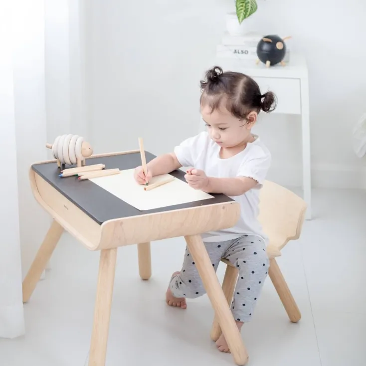 Kinder Plan Toys Möbel<Tisch mit Stuhl schwarz