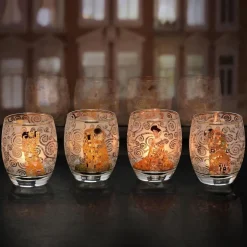Ars mundi Keramik & Gläser<Vier Teelichtgläser nach Gustav Klimt
