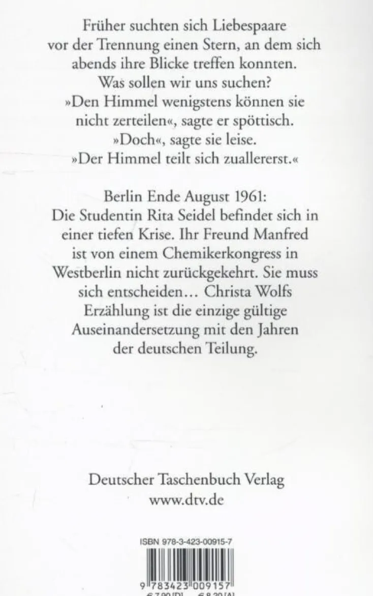 ZEIT Buchhandlung Romane<Wolf, Christa: Der geteilte Himmel