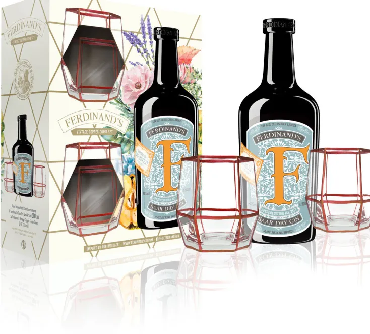 Ferdinand's Sondereditionen|Gin & Vodka<ZEIT-Sonderedition Set »Ferdinand´s Saar Dry Gin Copper Comb«