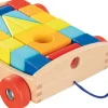 Kinder GOKI Holzspielzeug<Ziehwagen mit 20 Bausteinen